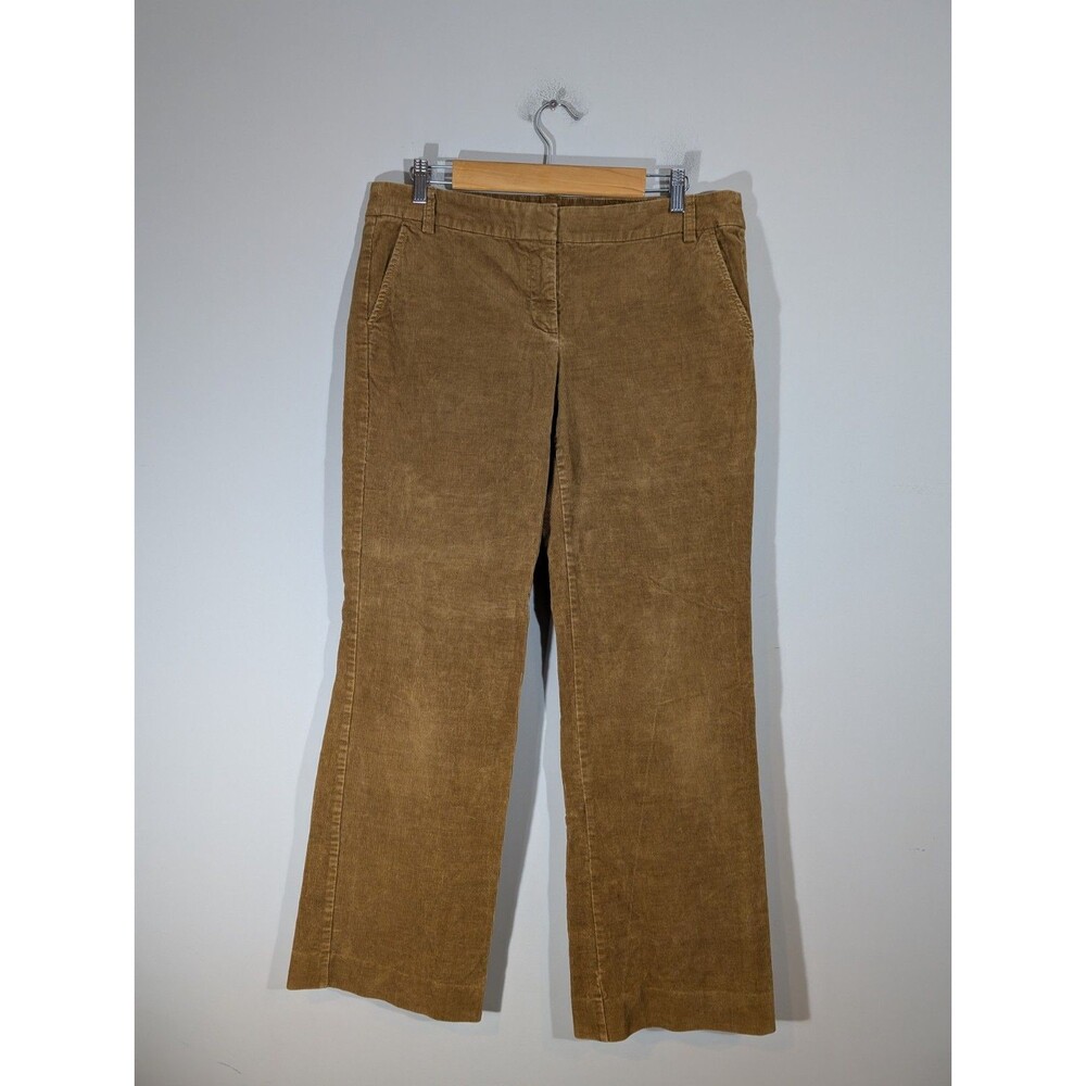 J Crew Womens Brown Corduroy Wide Leg City Fit Pants 10 Preppy Academia Forest
